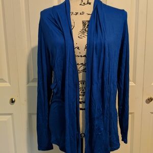 Royal Blue Drape Front Soft Cotton Cardigan